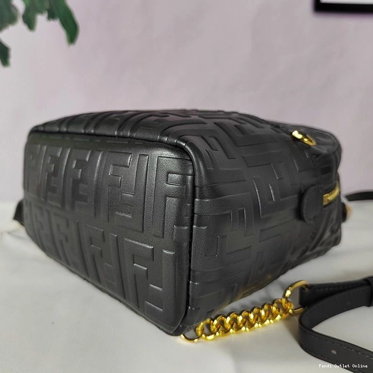 Cheap Leather Nappa Backpack In Motif FF Mini Fendi Black 0815